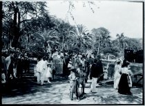 Twelve Marianist brothers chant the psalms during laying of the cornerstone of Sacred Heart Church, Punahou, Oahu, July 27, 1913.